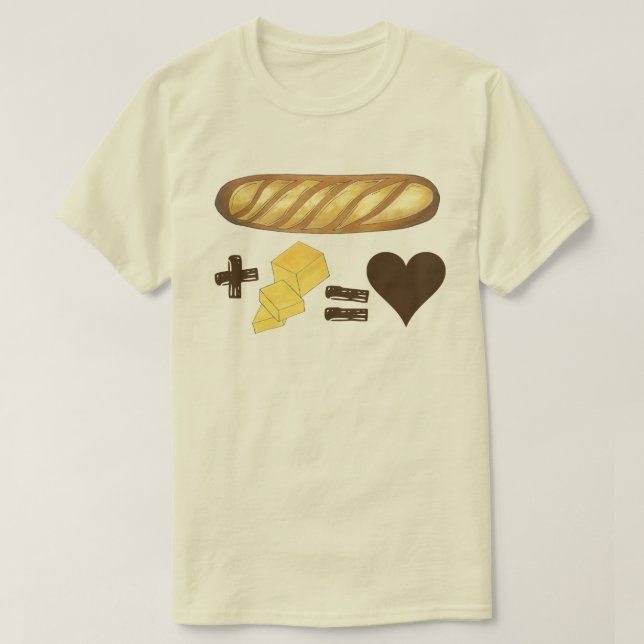 Classic Food Pairing Bread + Butter = Love Heart T-Shirt (Design Front)