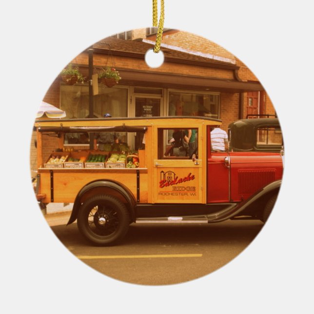 Classic Food Truck Ceramic Tree Decoration (Front)