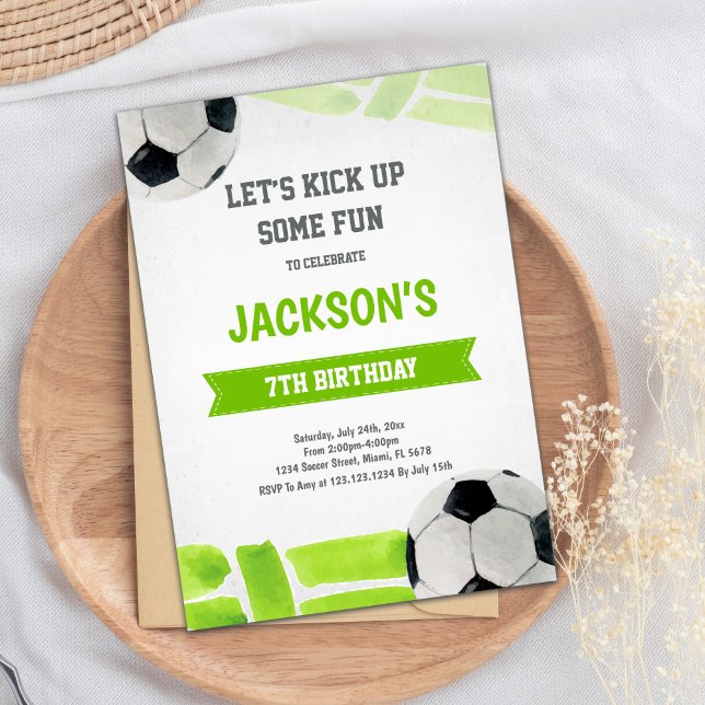 Classic Football Party Theme Invitation (Green Soccer Birthday Invitations)