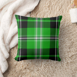 Classic Forest Green Black Plaid Decorative Pillow