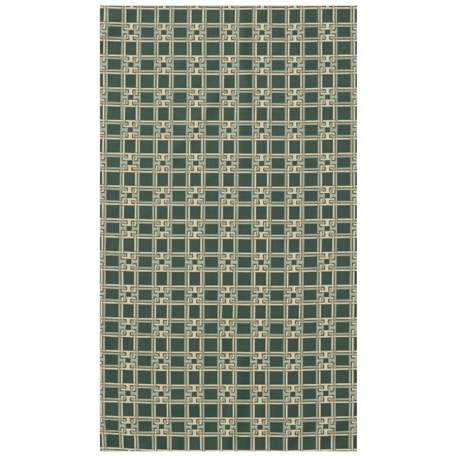Classic Forest Green Greek Key Pattern Tablecloth (Front)