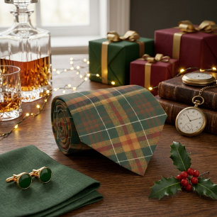 Classic Forest Green Tartan Plaid Pattern Tie