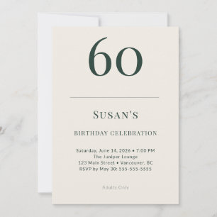 Classic Forest & Linen 60th Birthday Celebration Invitation