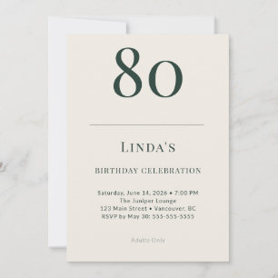Classic Forest & Linen 80th Birthday Celebration Invitation