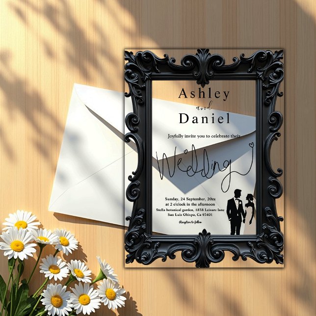 Classic Formal Black And White Delicate Wedding Acrylic Invitations (Creator Uploaded)