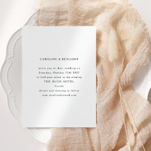 Classic Formal Black and White Minimalist Wedding Invitation
