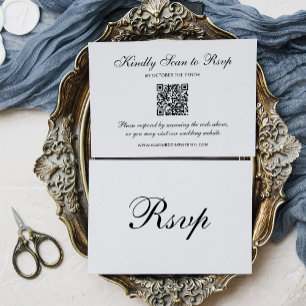 Classic Formal Black and White   QR Code Wedding RSVP Card