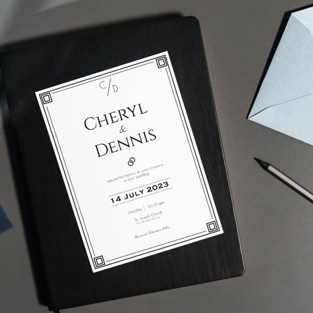 Classic Formal Black and White Wedding  Invitation (Creator Uploaded)