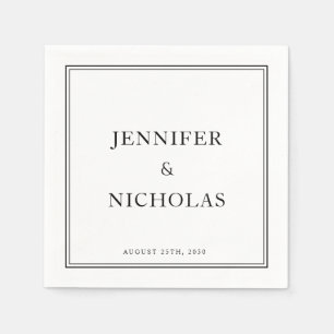 Classic Formal Black And White Wedding Napkin