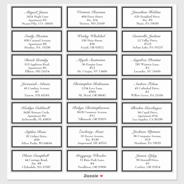 Classic Formal Black White Wedding Guest Address (Sheet)