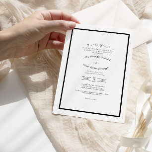 Classic Formal Black White Wedding Invitation