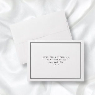 Classic Formal Black White Wedding Return Address Envelope