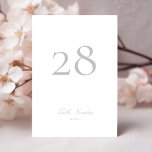Classic Formal Calligraphy Light Grey Wedding Table Number<br><div class="desc">This Design is part of a collection;
Please get in touch with me if you need help finding matching designs or products;
Also available in alternate colours</div>