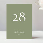 Classic Formal Calligraphy Sage Green Wedding Table Number<br><div class="desc">This Design is part of a collection;
Please get in touch with me if you need help finding matching designs or products;
Also available in alternate colours</div>
