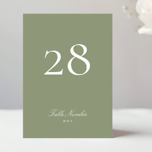 Classic Formal Calligraphy Sage Green Wedding Table Number
