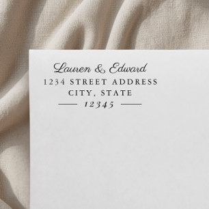 Classic Formal Couple Names Wedding Return Address Rubber Stamp