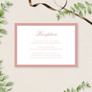 Classic Formal Dusty Rose Script Wedding Reception Enclosure Card