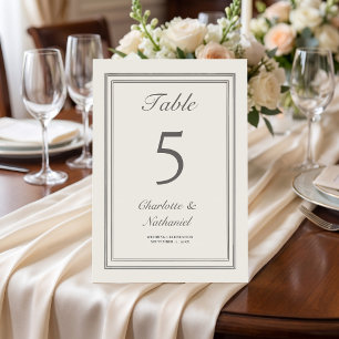 Classic Formal Ecru Ivory Triple Frame Wedding Table Number