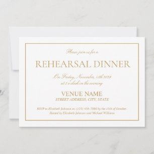 Classic Formal Gold Script Rehearsal Dinner Invitation
