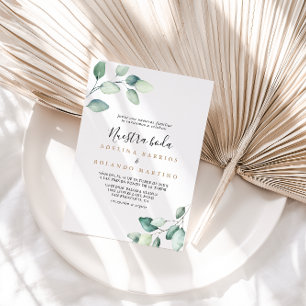 Classic Formal Green Leaves Nuestra Boda Wedding Invitation