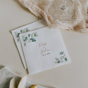 Classic Formal Green Leaves Wedding Napkins