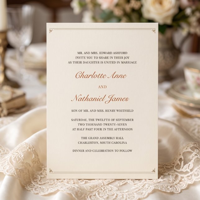 Classic Formal Ornate Scroll Corner Frame Wedding Invitation (Classic Formal Ornate Scroll Corner Frame Wedding Invitation)