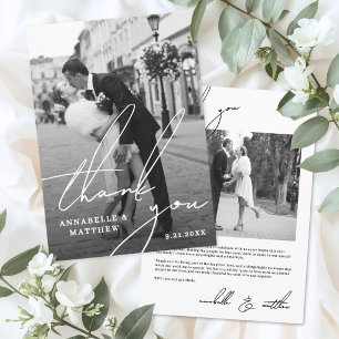 Classic Formal Photo Wedding Thank You Card