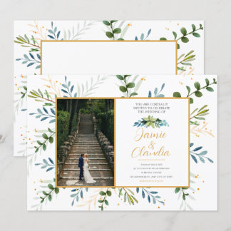 Classic formal wedding invitations eucalyptus 