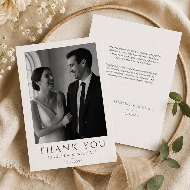 Classic Formal Wedding Photo Card With Message (Creator Uploaded)