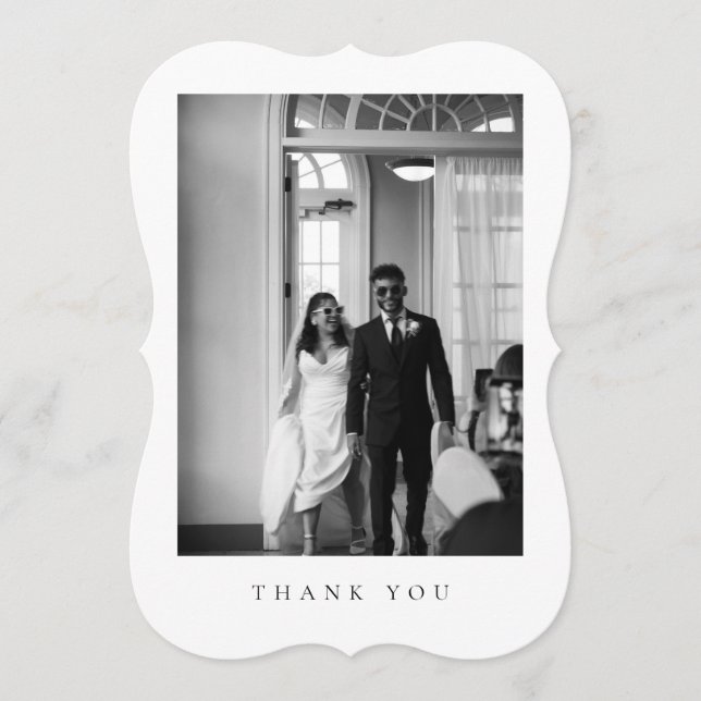 Classic Formal Wedding Photo QR Code Bracket Thank You Card (Front)
