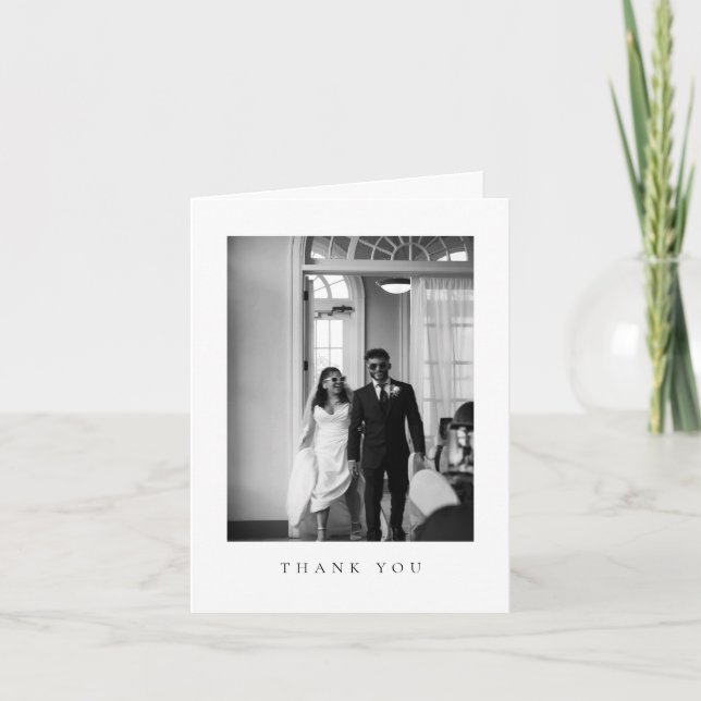 Classic Formal Wedding Photo QR Code Folded Thank You Card (Front)