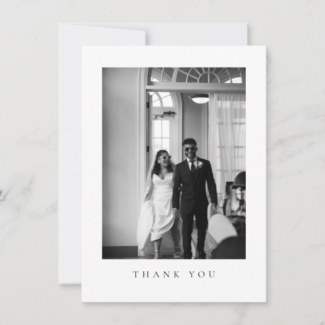 Classic Formal Wedding Photo QR Code Thank You Card (Front)