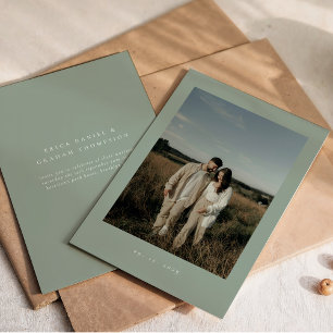 Classic Formal Wedding Photo Sage Green Invitation