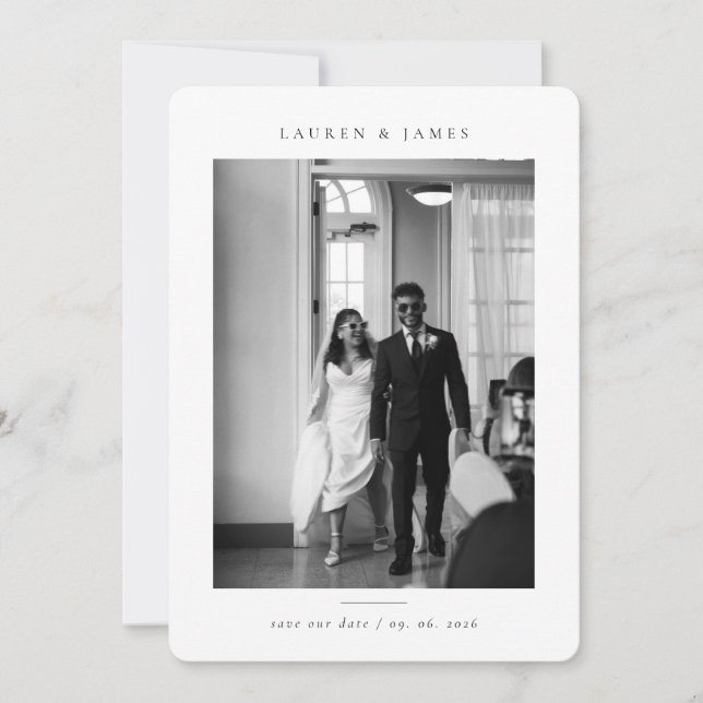 Classic Formal Wedding Photo Save the Date (Front)