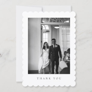 Classic Formal Wedding Photo Scalloped Thank You Card