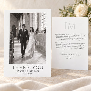 Classic Formal Wedding Photo Thank You Card