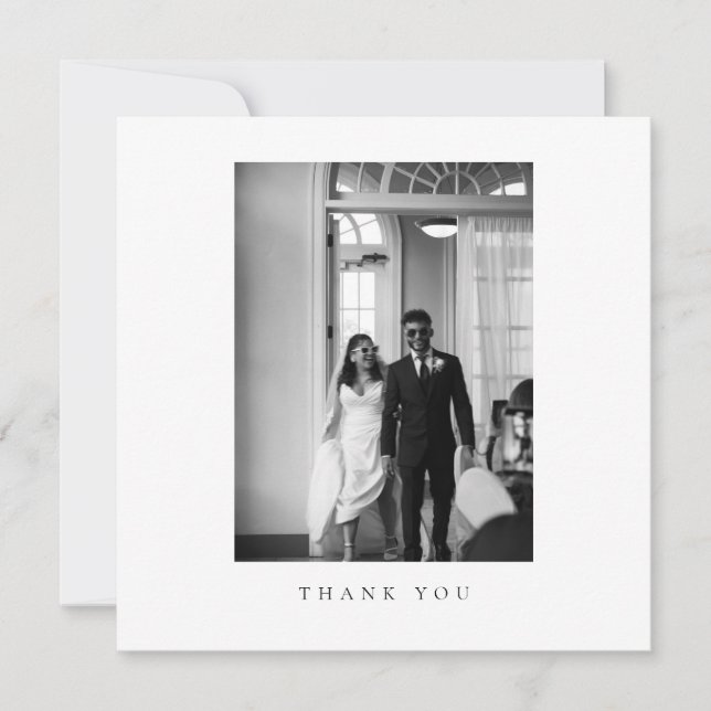 Classic Formal Wedding Photo Thank You Card (Front)