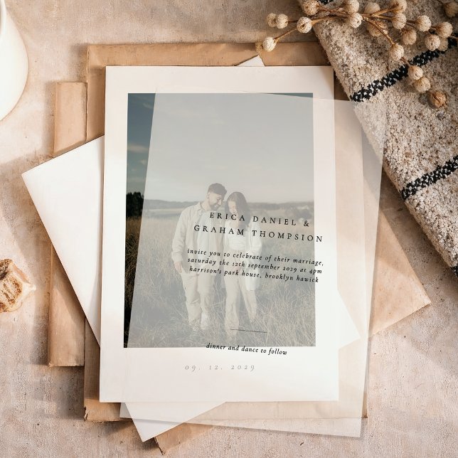 Classic Formal Wedding Photo Vellum Invitations (Creator Uploaded)