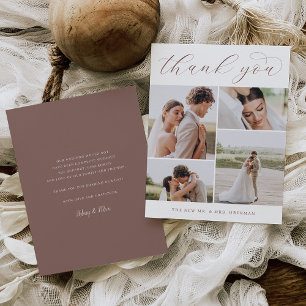 Classic Four Multi Photo Wedding Flat Thank You Card