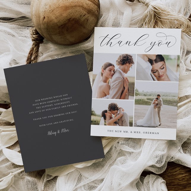 Classic Four | Multi Photo Wedding Flat Thank You Card (Creator Uploaded)