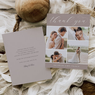 Classic Four   Multi Photo Wedding Flat Thank You Card
