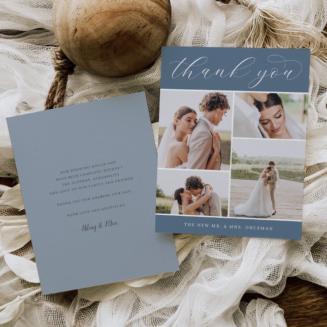 Classic Four | Multi Photo Wedding Flat Thank You Card (Creator Uploaded)