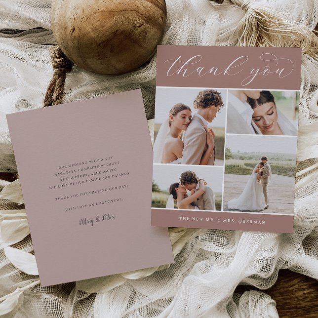 Classic Four | Multi Photo Wedding Flat Thank You Card (Creator Uploaded)