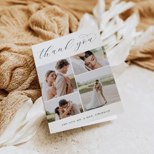 Classic Four Multi Photo Wedding Folded Thank Yo You Card