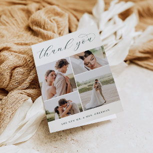 Classic Four   Multi Photo Wedding Folded Thank You Card
