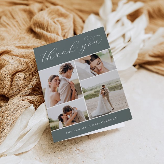 Classic Four | Multi Photo Wedding Folded Thank You Card (Creator Uploaded)