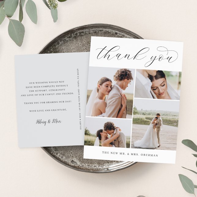 Classic Four | Multi Photo Wedding Thank You Postcard (Creator Uploaded)