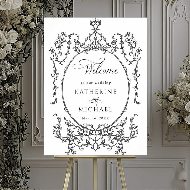 Classic Frame Black and White Wedding Welcome  Poster (Creator Uploaded)