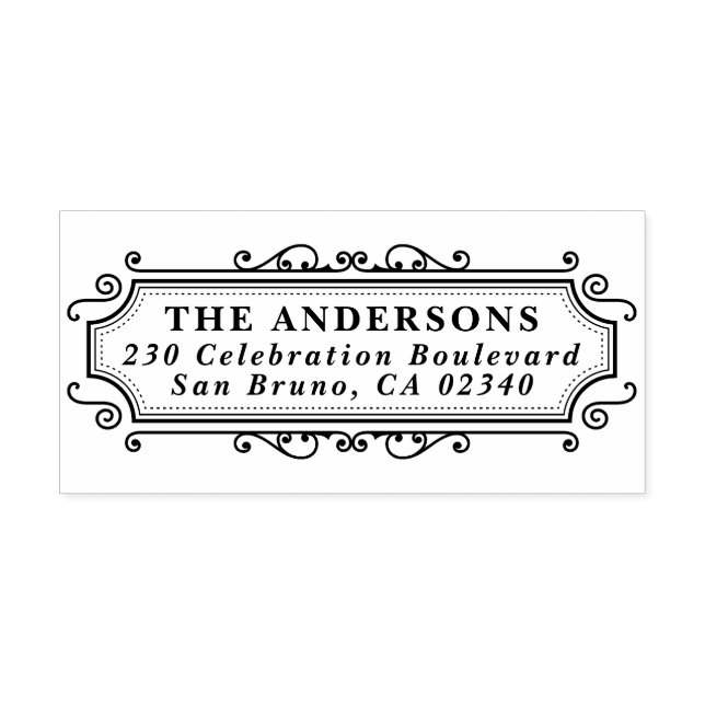 Classic Frame Custom Family Name & Return Address Rubber Stamp (Imprint)