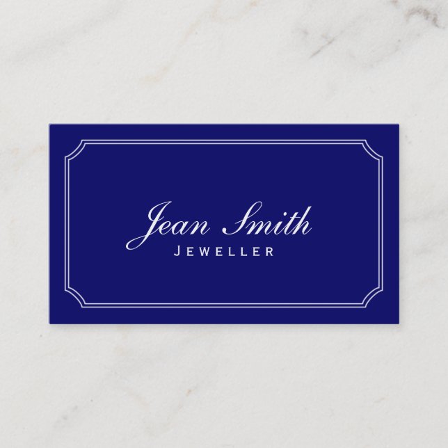 Classic Frame Dark Blue Jewellery Business Card (Front)